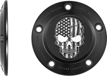 Load image into Gallery viewer, Figurati Designs Timing Cover - 5 Hole - Skull - Contrast Cut - Black - Side View