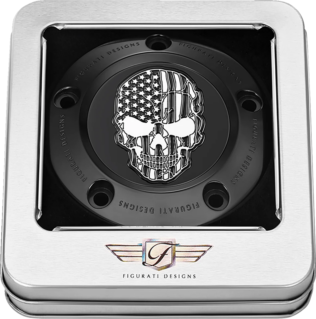 Figurati Designs Timing Cover - 5 Hole - Skull - Contrast Cut - Black - Back View
