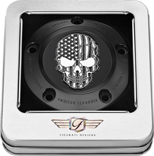Load image into Gallery viewer, Figurati Designs Timing Cover - 5 Hole - Skull - Contrast Cut - Black - Back View