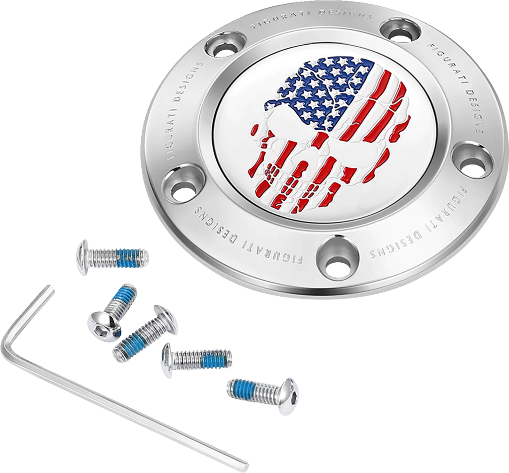 Figurati Designs Timing Cover - 5 Hole - Skull - Stainless Steel - Main Product View