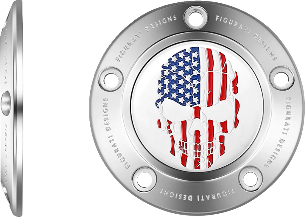 Figurati Designs Timing Cover - 5 Hole - Skull - Stainless Steel - Side View
