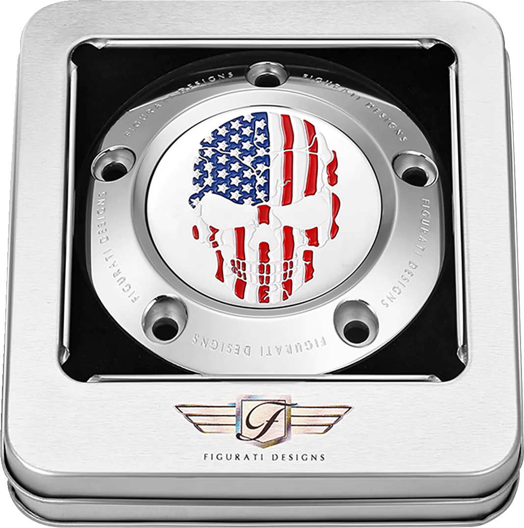 Figurati Designs Timing Cover - 5 Hole - Skull - Stainless Steel - Back View