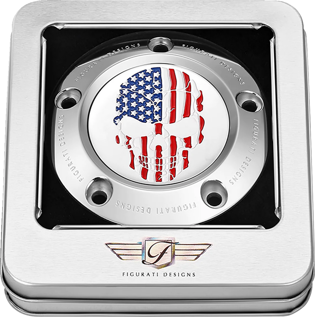 Figurati Designs Timing Cover - 5 Hole - Skull - Stainless Steel - Back View