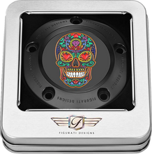 Load image into Gallery viewer, Figurati Designs Timing Cover - 5 Hole - Sugar Skull - Black - Back View
