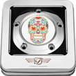 Load image into Gallery viewer, Figurati Designs Timing Cover - 5 Hole - Sugar Skull - Mirror Polished - Stainless Steel - Back View