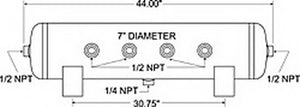 Firestone Air Tank 20 Gallon 12in. x 44in. (6) 1/2in. NPT Ports 150 PSI Max - Black (WR17609277) - Main Product View