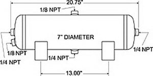 Firestone Air Tank 3 Gallon 7in. x 20.75in. (3) 1/4in. NPT Ports 150 PSI Max - Black (WR17609245) - Main Product View