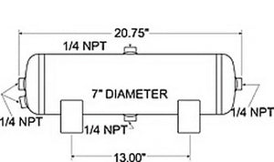 Firestone Air Tank 3 Gallon 7in. x 20.75in. (4) 1/4in. NPT Ports 150 PSI Max - Black (WR17609227) - Main Product View