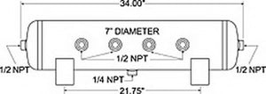 Firestone Air Tank 5 Gallon 7in. x 34in. (6) 1/2in. NPT Ports 150 PSI Max - Black (WR17609248) - Main Product View
