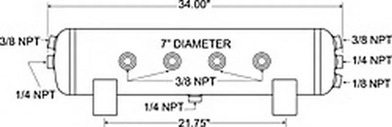 Firestone Air Tank 5 Gallon 7in. x 34in. (6) 3/8in. NPT Ports 150 PSI Max - Black (WR17609242) - Main Product View