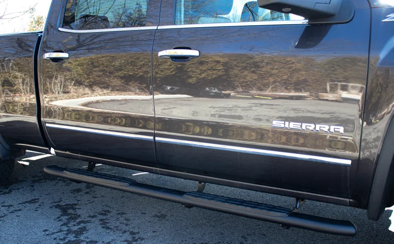 Fishbone Offroad 07-18 Chevrolet Silverado 1500/2500/3500 Crew Cab Oval Side Steps - Black Textured - Side View