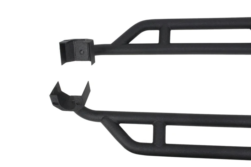 Fishbone Offroad 07-18 Jeep JK 2 Door Wrangler JK Steel Rock Sliders - Blk Textured Powdercoat - Back View