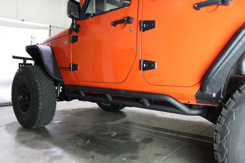 Fishbone Offroad 07-18 Jeep JK 4 Door Wrangler JK Steel Rock Sliders - Blk Textured Powdercoat - Additional View 5