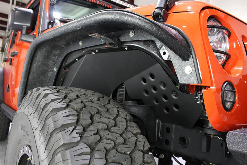 Fishbone Offroad 07-18 Jeep JK Wrangler Front/Rear Inner Fenders -Aluminum - Blk Pwdrcoat (Set Of 4) - Side View