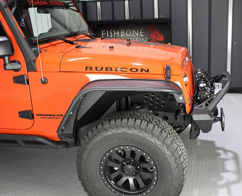 Fishbone Offroad 07-18 Jeep JK Wrangler Front/Rear Inner Fenders -Aluminum - Blk Pwdrcoat (Set Of 4) - Back View