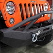 Load image into Gallery viewer, Fishbone Offroad 07-18 Jeep Wrangler Front Winch Bumper W/LEDs Full Width - Blk Texured Powdercoated - Installation View