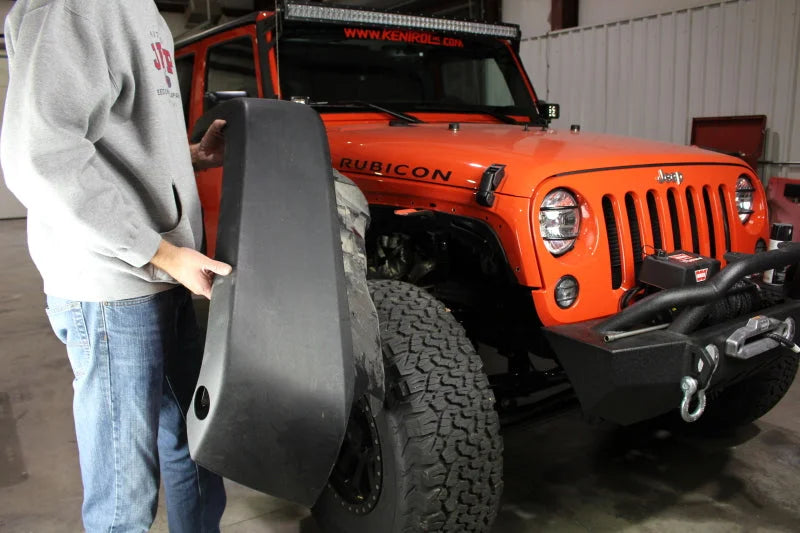 Fishbone Offroad 07-18 Jeep Wrangler Front/Rear Tube Fenders - Aluminum Blk Txtrd Pwdrcoat(Set Of 4) - Side View