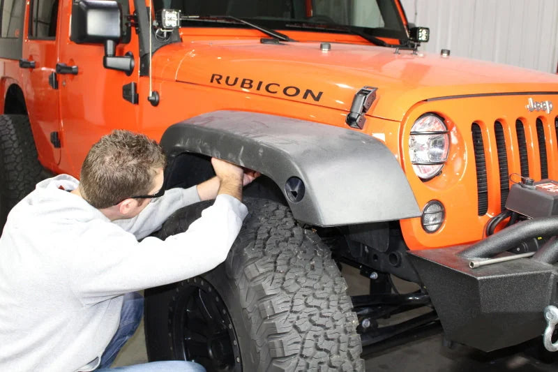 Fishbone Offroad 07-18 Jeep Wrangler Front/Rear Tube Fenders - Aluminum Blk Txtrd Pwdrcoat(Set Of 4) - Back View