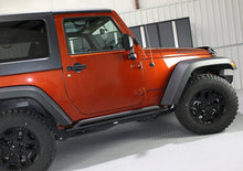 Load image into Gallery viewer, Fishbone Offroad 07-18 Jeep Wrangler JK 2 Door Rubicon Steel Rock Slider - Black Textured Powdercoat - Back View
