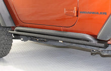 Load image into Gallery viewer, Fishbone Offroad 07-18 Jeep Wrangler JK 2 Door Rubicon Steel Rock Slider - Black Textured Powdercoat - Installation View