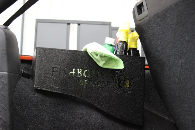Fishbone Offroad 07-18 Jeep Wrangler JK 4 DR WheelWell Storage Bin - Black Textured Powdercoat Steel - Side View