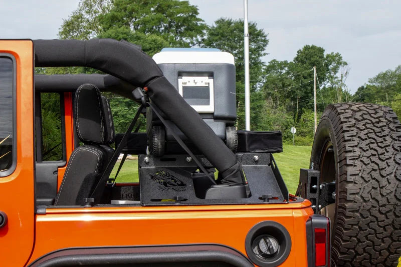 Fishbone Offroad 07-18 Jeep Wrangler JK 4 Door Fisbone Offroad Interior Storage Rack - Back View