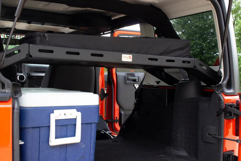 Fishbone Offroad 07-18 Jeep Wrangler JK 4 Door Fisbone Offroad Interior Storage Rack - Installation View