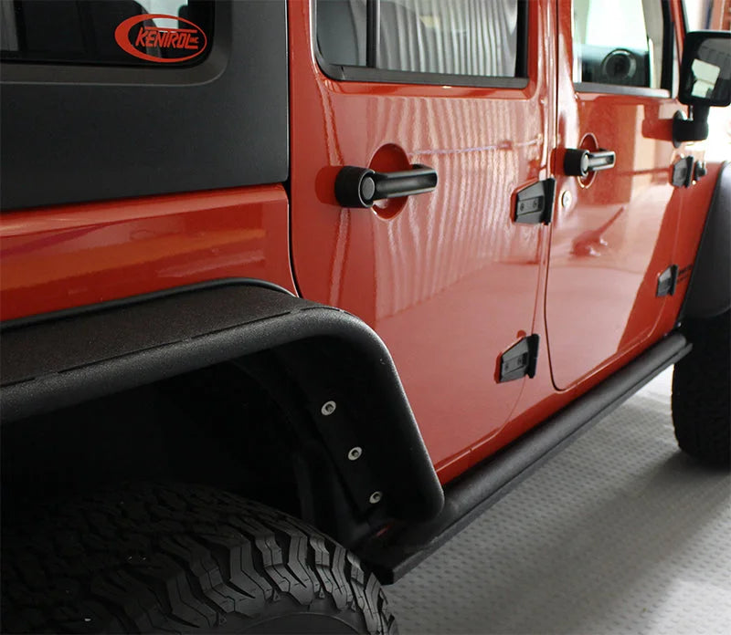 Fishbone Offroad 07-18 Jeep Wrangler JK 4 Door Rubicon Steel Rock Slider - Black Textured Powdercoat - Additional View 5