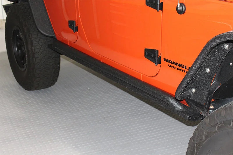 Fishbone Offroad 07-18 Jeep Wrangler JK 4 Door Rubicon Steel Rock Slider - Black Textured Powdercoat - Additional View 9