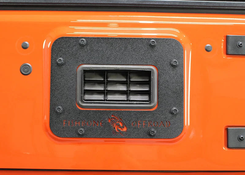 Fishbone Offroad 07-18 Jeep Wrangler JK Aluminum Tailgate Plate - Black Textured Powercoat - Side View