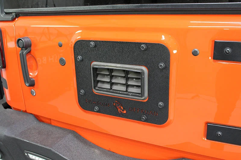 Fishbone Offroad 07-18 Jeep Wrangler JK Aluminum Tailgate Plate - Black Textured Powercoat - Back View