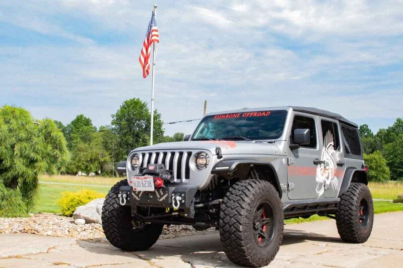 Fishbone Offroad 07-18 Jeep Wrangler JK Barracuda Modular Front Bumper - Base - Back View