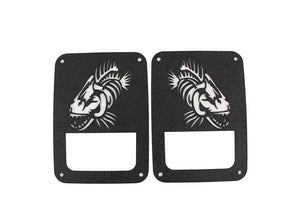 Fishbone Offroad 07-18 Jeep Wrangler JK - Black Textured Powdercoat Tail Light Covers - Main Product View