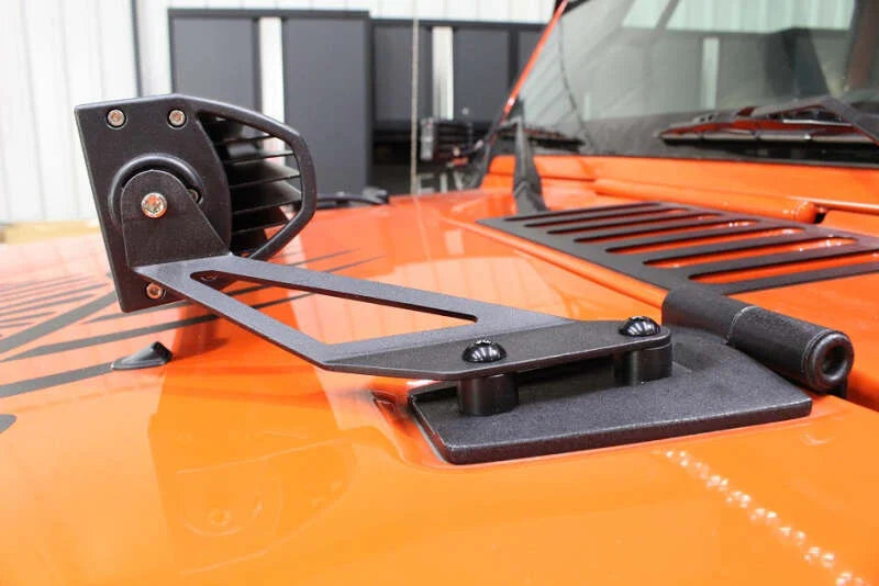 Fishbone Offroad 07-18 Jeep Wrangler JK Hood Light Mount Brackets - Back View