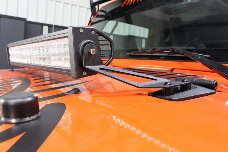 Fishbone Offroad 07-18 Jeep Wrangler JK Hood Light Mount Brackets - Additional View 5