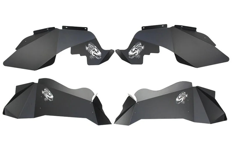 Fishbone Offroad 07-18 Jeep Wrangler JK Logo Aluminum Inner Fenders - Black Powdercoat - Installation View