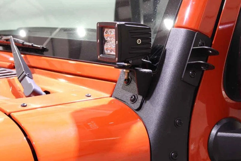 Fishbone Offroad 07-18 Jeep Wrangler JK Windshield Light Bracket - Back View