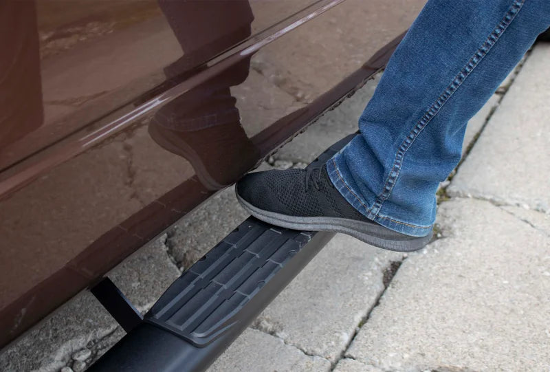 Fishbone Offroad 09-14 Ford F150 Extended Super Cab Oval Side Steps - Black Textured - Side View