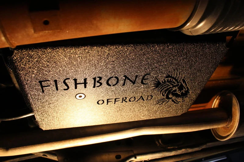 Fishbone Offroad 12-17 Jeep Wrangler JK Steel EVAP Canister Skid Plates - Black Textured Powdercoat - Installation View