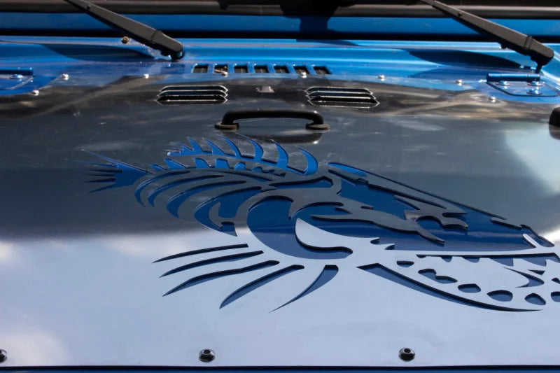 Fishbone Offroad 13-18 Jeep Wrangler JK Hood Louver Raw Unpainted - Back View