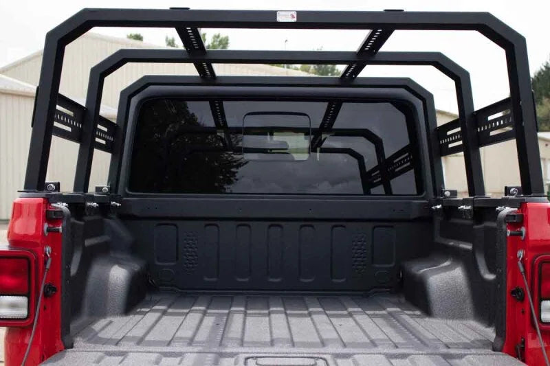 Fishbone Offroad 20+ Jeep Gladiator Bed Rack Full Tackle Rack - Black Powdercoat - Back View