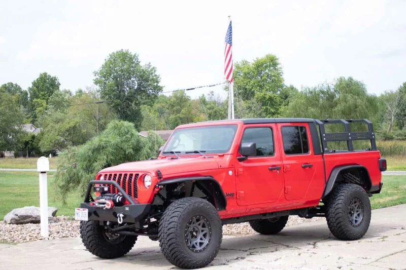 Fishbone Offroad 20+ Jeep Gladiator Bed Rack Full Tackle Rack - Black Powdercoat - Installation View