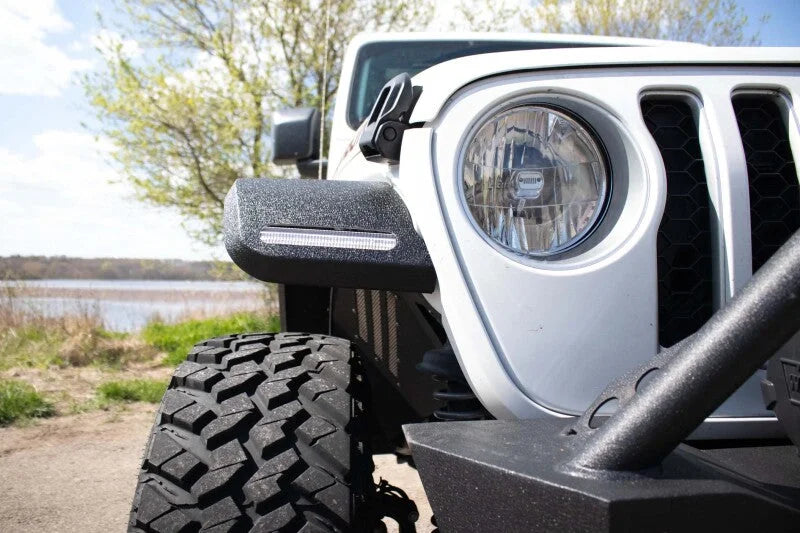 Fishbone Offroad 2018+ Jeep JL & 2020+ JT 7in Turn Signal & Side Marker Lights and Brackets - Back View