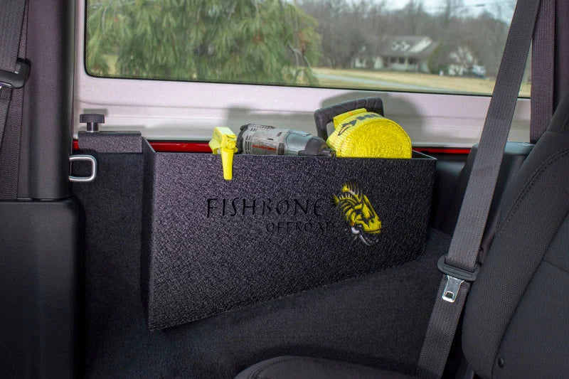 Fishbone Offroad 2018+ Jeep Wrangler JL 2 Door Wheel Well Storage Bins - Side View