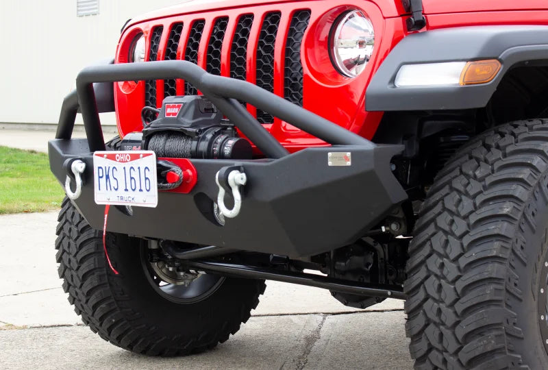 Fishbone Offroad 2018+ Jeep Wrangler JL - Black Aluminum Hawse Fairlead License Plate Mount - Side View