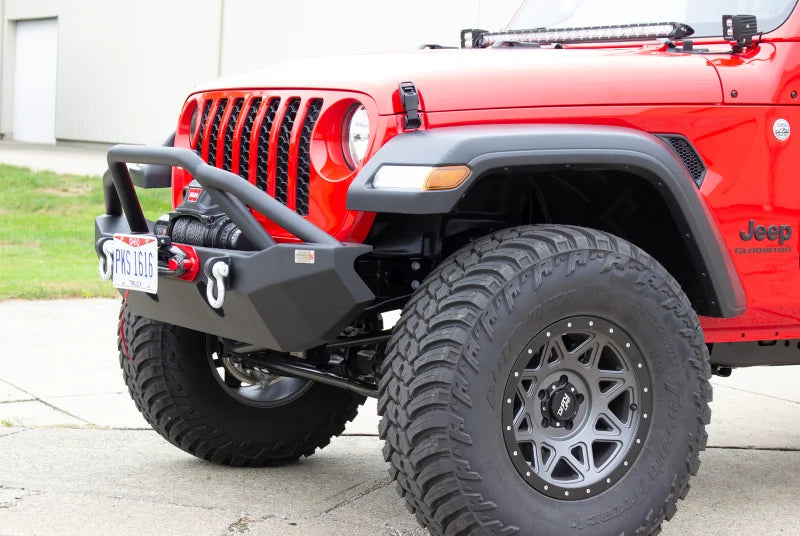 Fishbone Offroad 2018+ Jeep Wrangler JL - Black Aluminum Hawse Fairlead License Plate Mount - Installation View