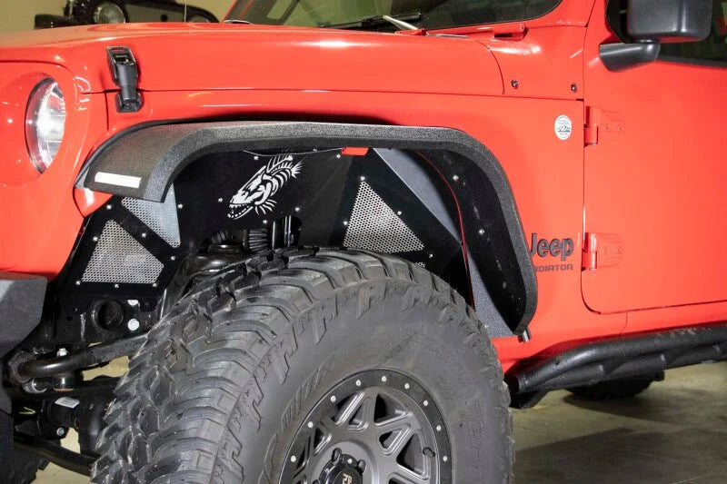 Fishbone Offroad 2018+ Jeep Wrangler JL Front Pair Aluminum - Black Powdercoat Inner Fenders - Side View