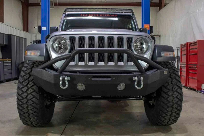 Fishbone Offroad 2018+ Jeep Wrangler JL Mid-Width Winch Front Bumper - Installation View