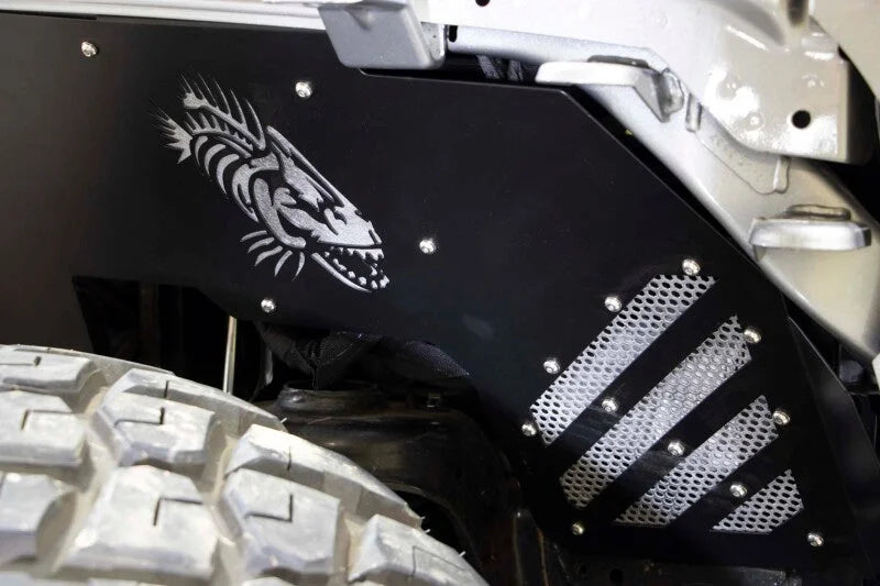 Fishbone Offroad 2018+ Jeep Wrangler/Gladiator - Black Powdercoat Front Inner Fenders - Side View