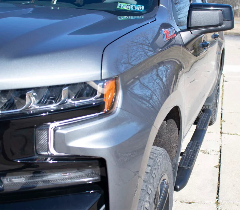 Fishbone Offroad 2019+ Chevrolet Silverado 1500 Double Cab Oval Side Steps - Black Textured - Installation View